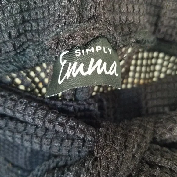 Black Mesh Wide Leg Beach Pants Sheer Waist Tie Nylon Simply Emma Size 1X - Picture 4 of 7